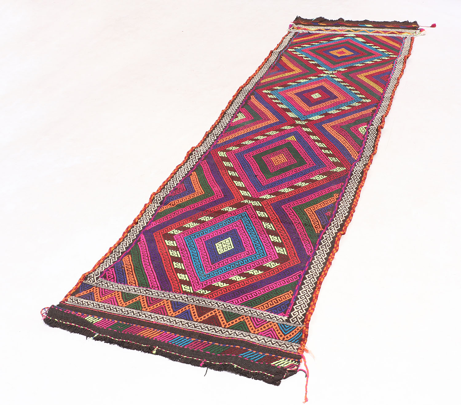 3' X 10' Multy Handmade Suzani Kilim Rug Runner
