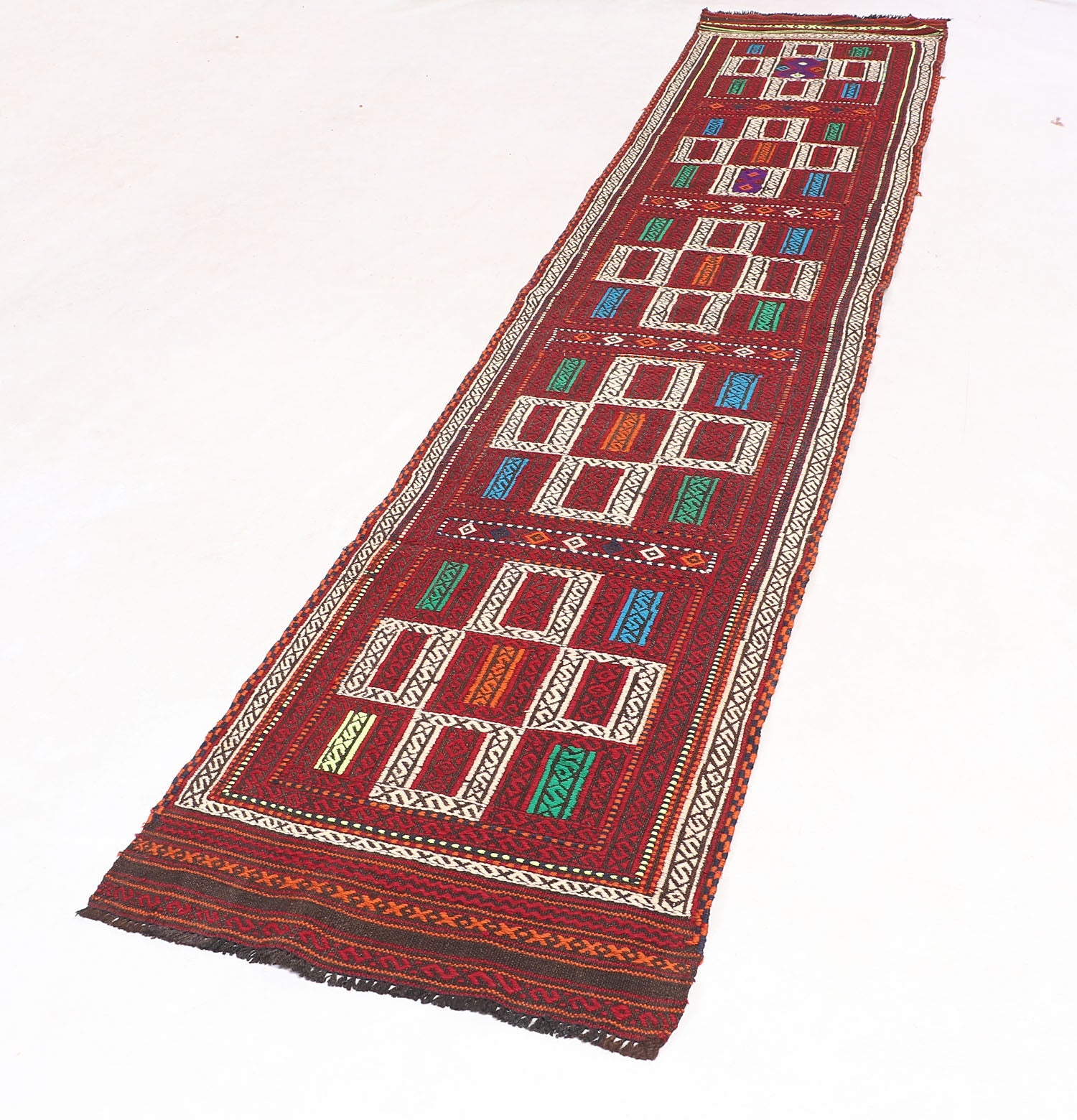 10' 6" X 2' 6" Multy Handmade Suzani Kilim Rug Runner