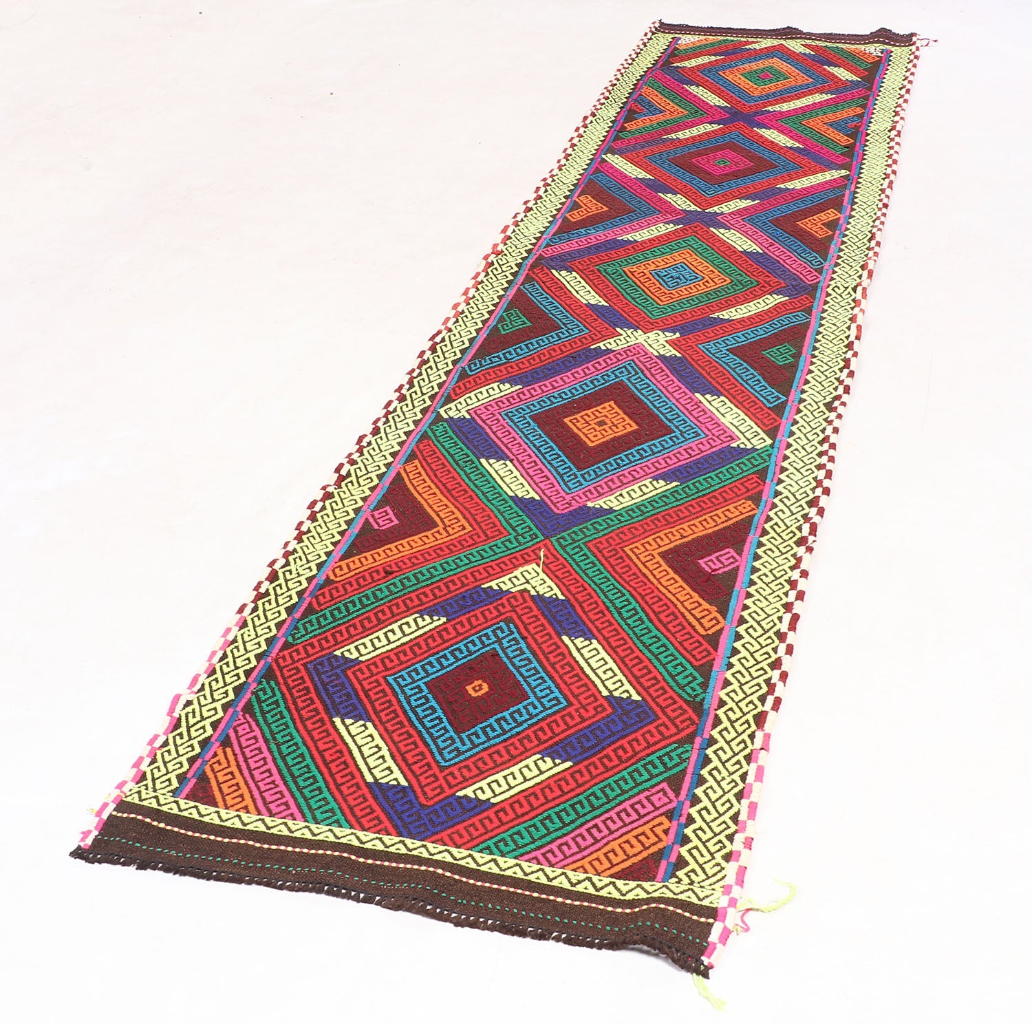 3' X 10' Multy Handmade Suzani Kilim Rug Runner