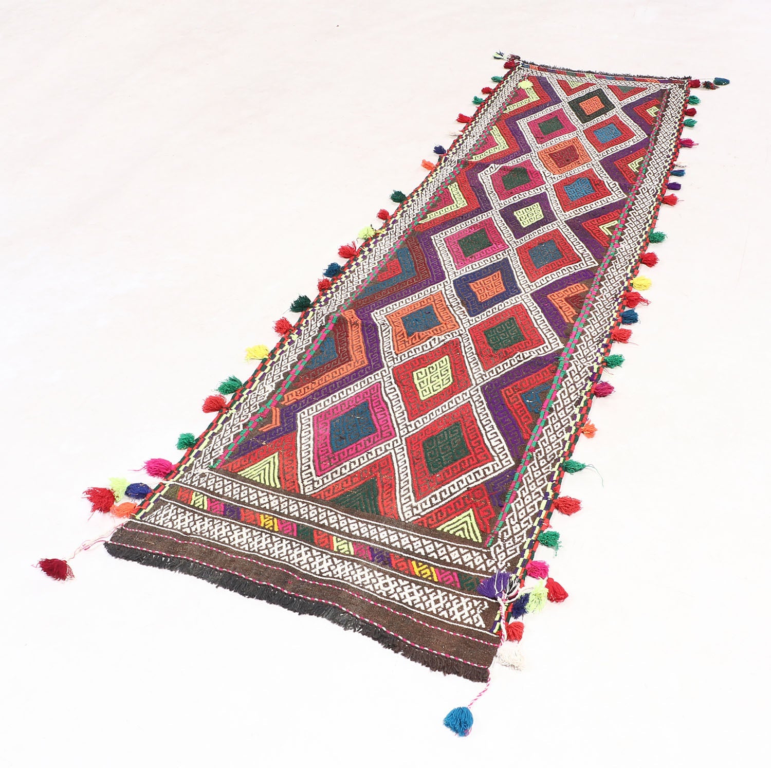 2' 6" X 7' 6" Multy Handmade Suzani Kilim Rug Runner