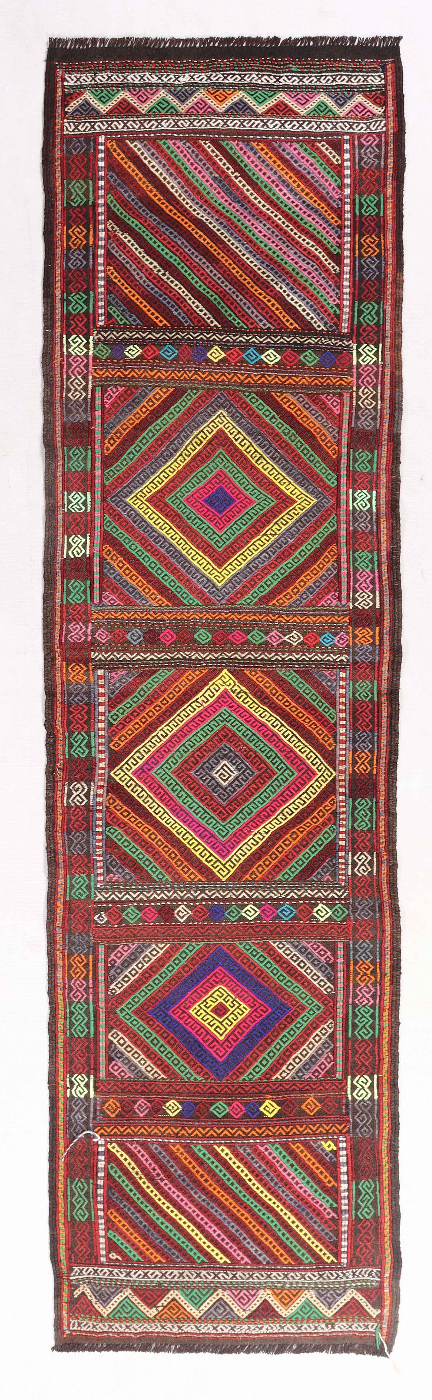 2' 6" x 8' Multy Handmade Suzani Kilim Rug Runner