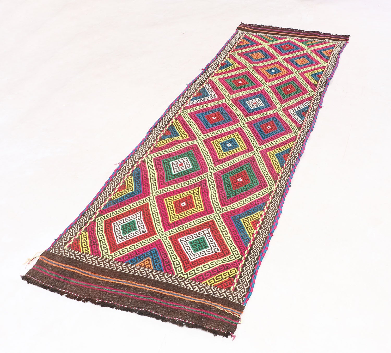 2' 6" X 9' Multy Handmade Suzani Kilim Rug Runner