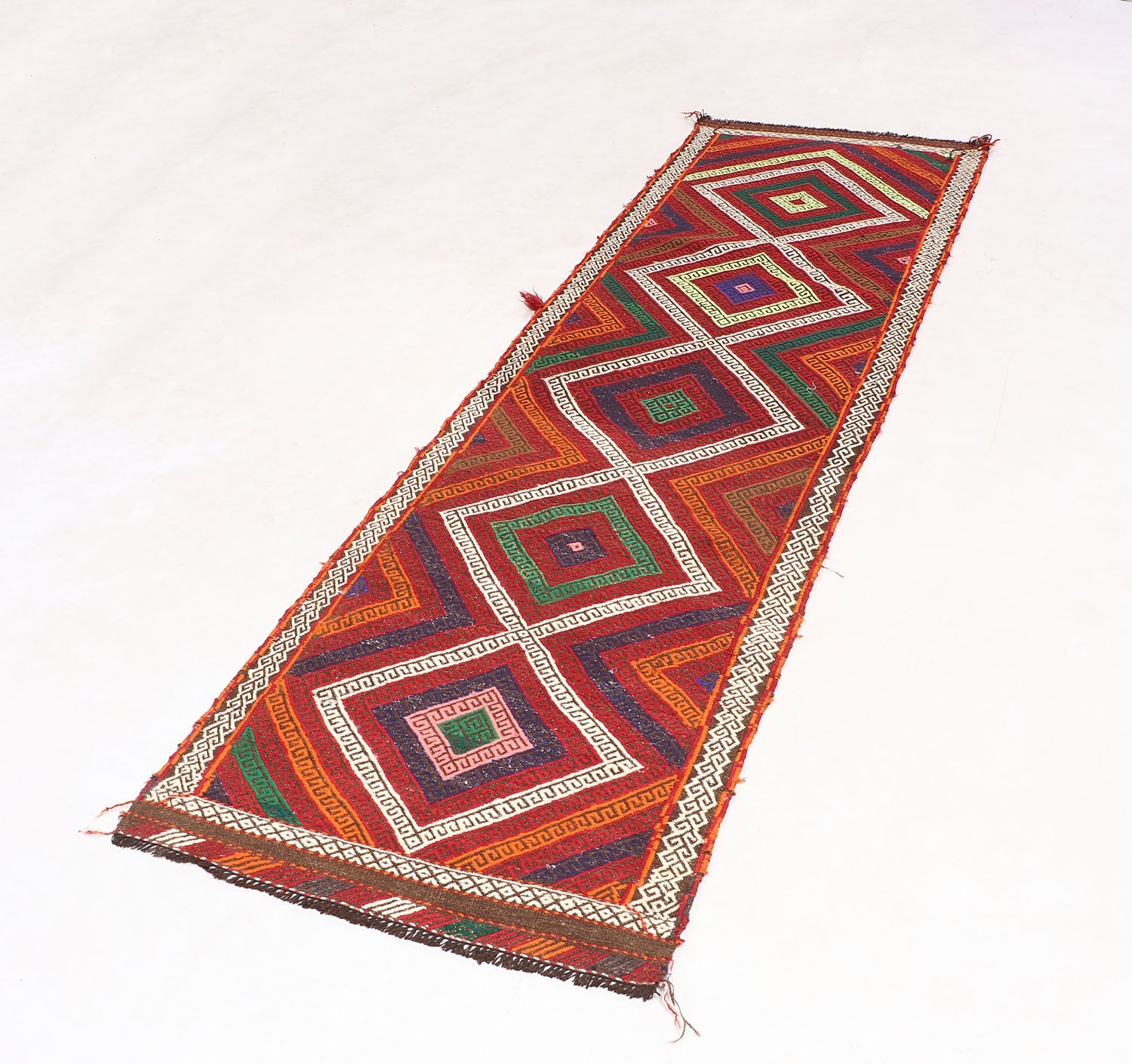 2' 6" x 8' Multy Handmade Suzani Kilim Rug Runner