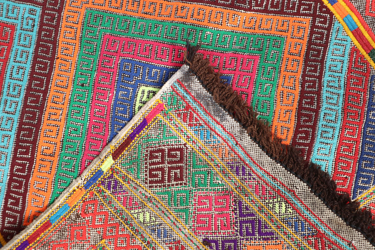 Multy Handmade Suzani Kilim Rug Rectangular