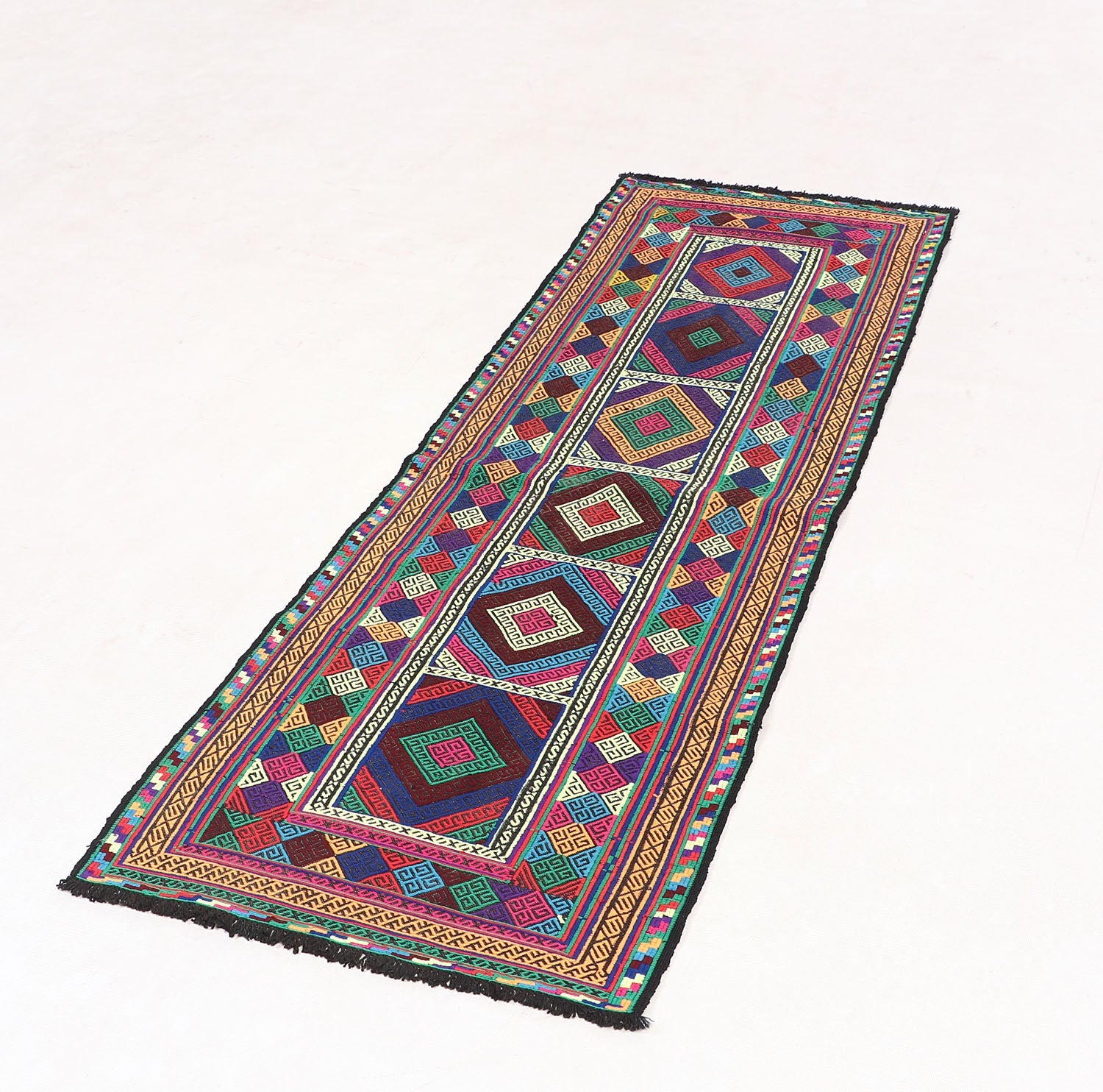 2' X 5' Multy Handmade Suzani Kilim Rug Rectangular