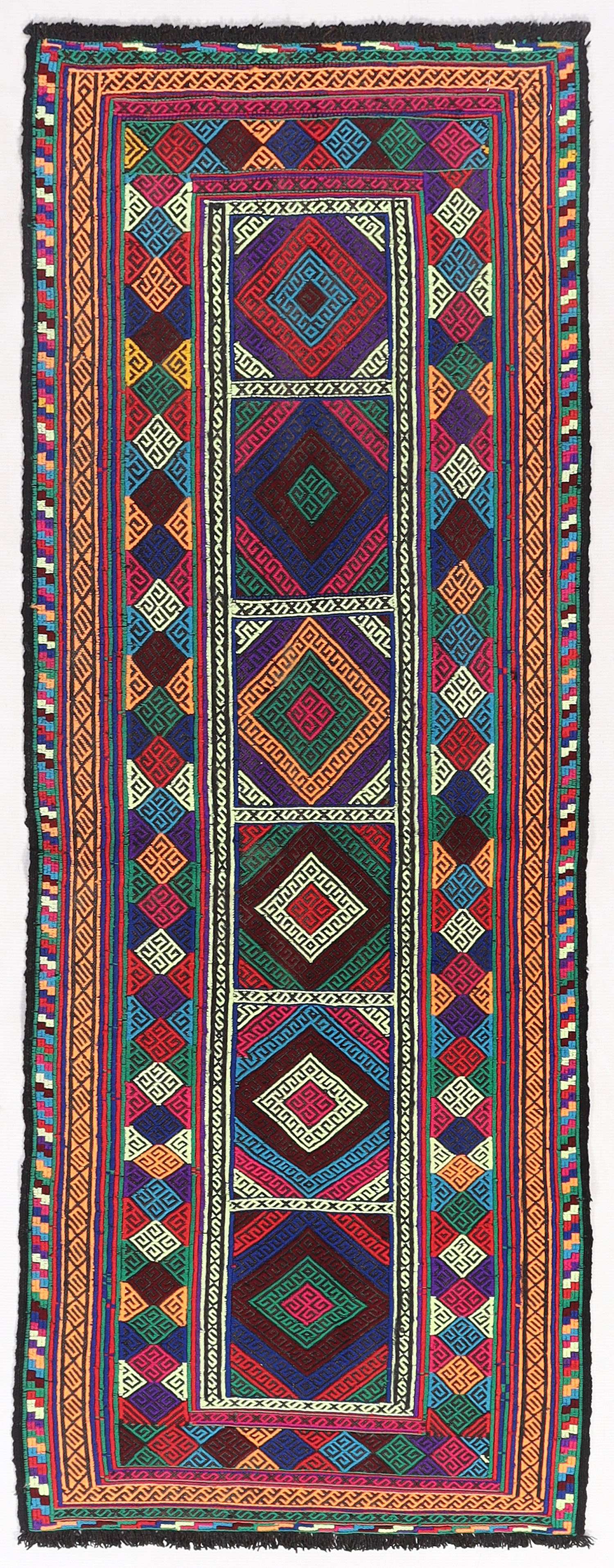 2' X 5' Multy Handmade Suzani Kilim Rug Rectangular