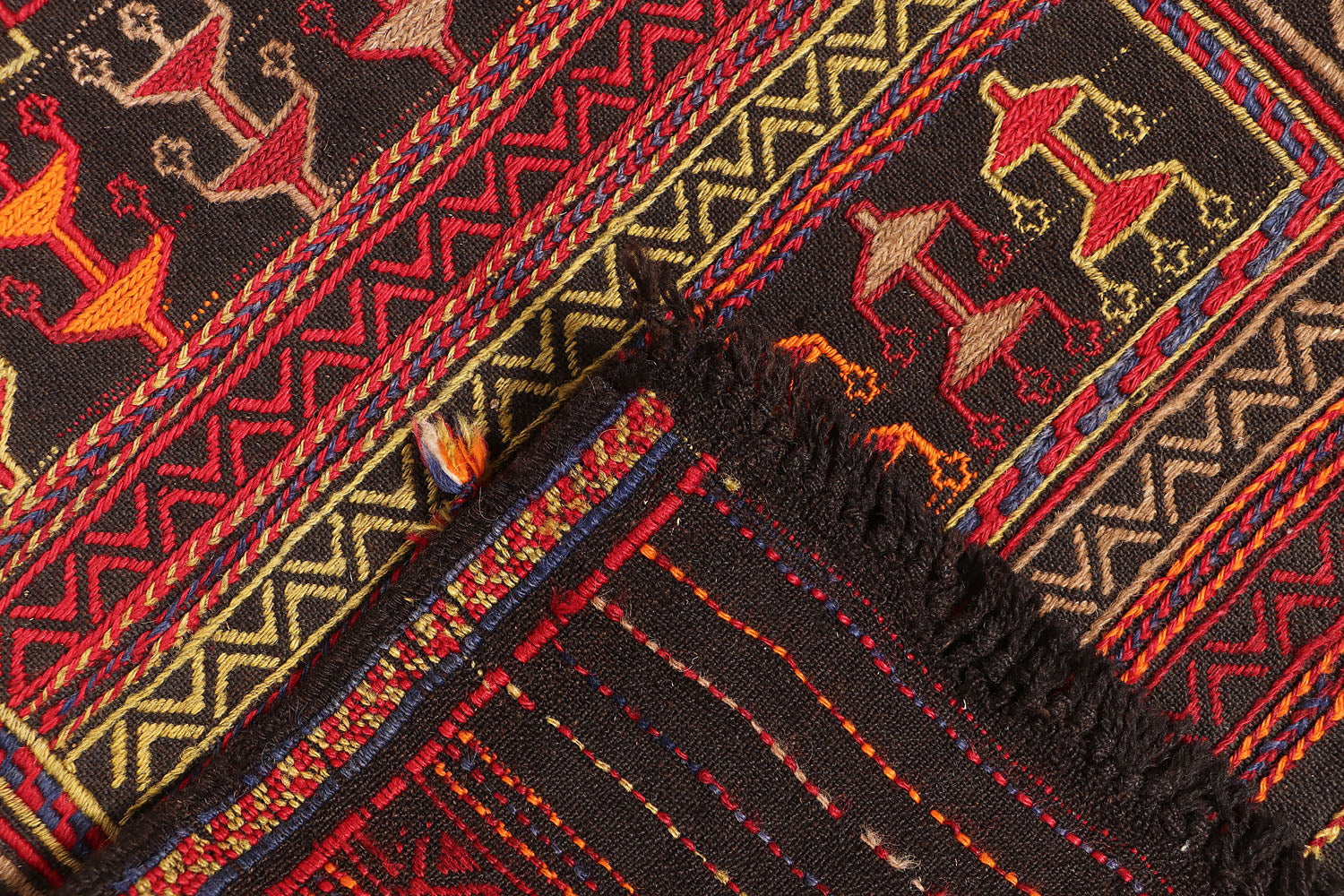 6' 6" X 3' Multy Handmade Suzani Kilim Rug Runner