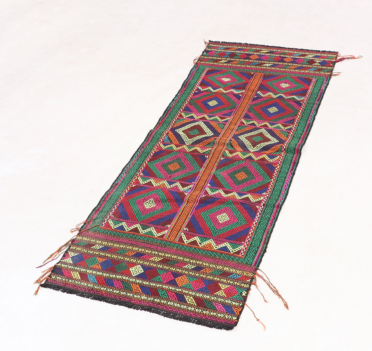 2' X 5' Multy Handmade Suzani Kilim Rug Rectangular