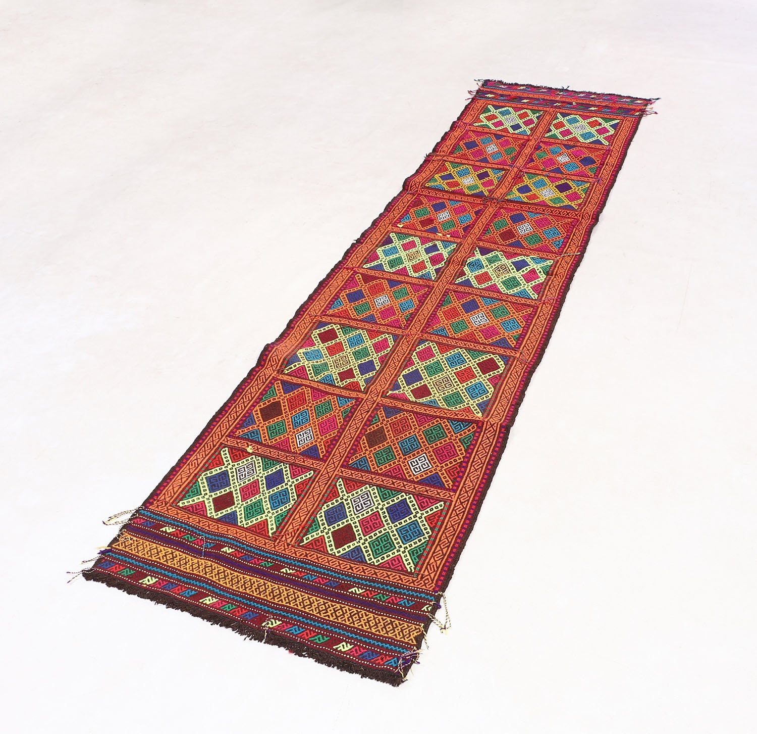 2' 6" x 8' Multy Handmade Suzani Kilim Rug Runner