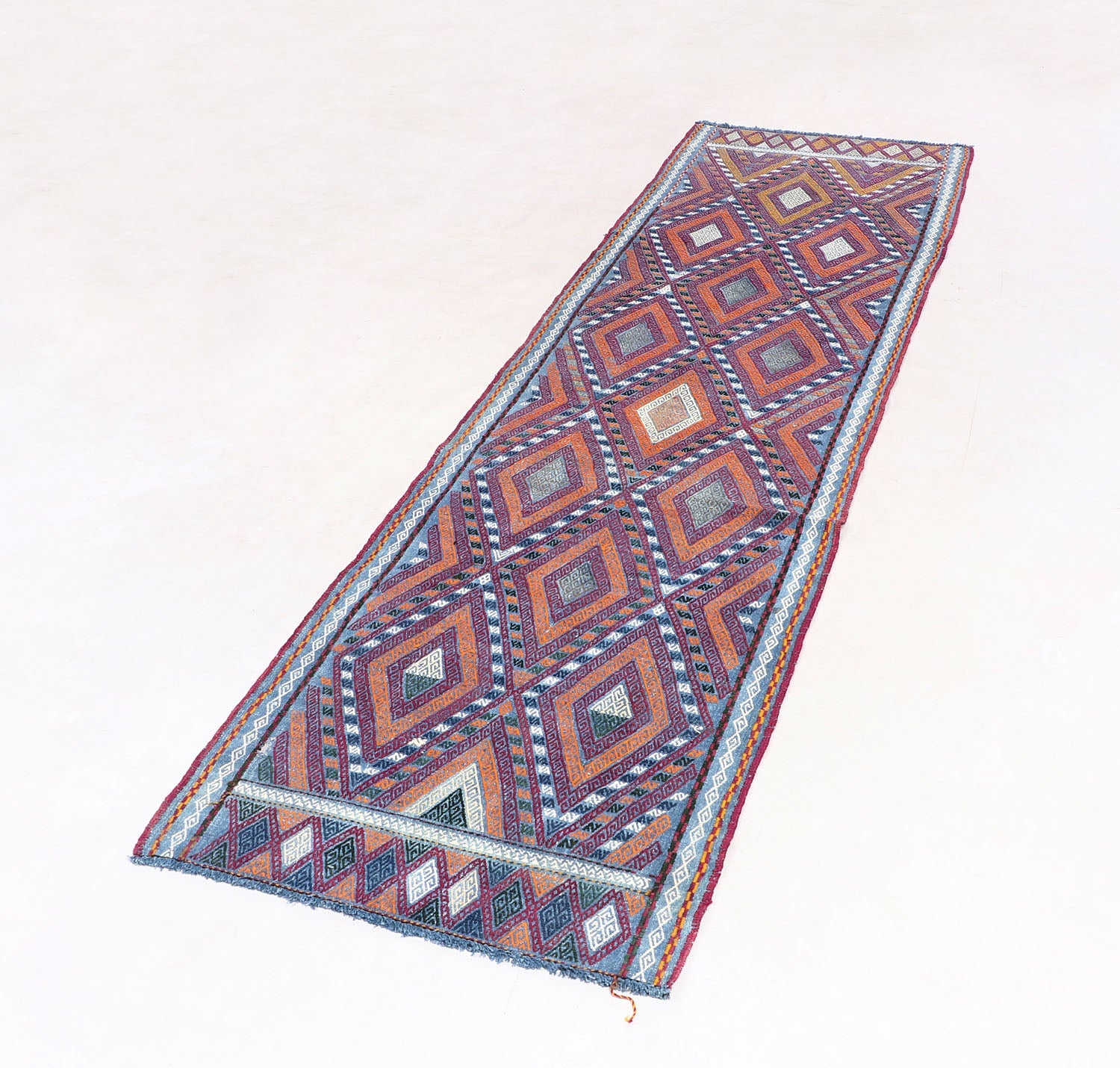 2' 6" X 9' Multy Handmade Suzani Kilim Rug Runner