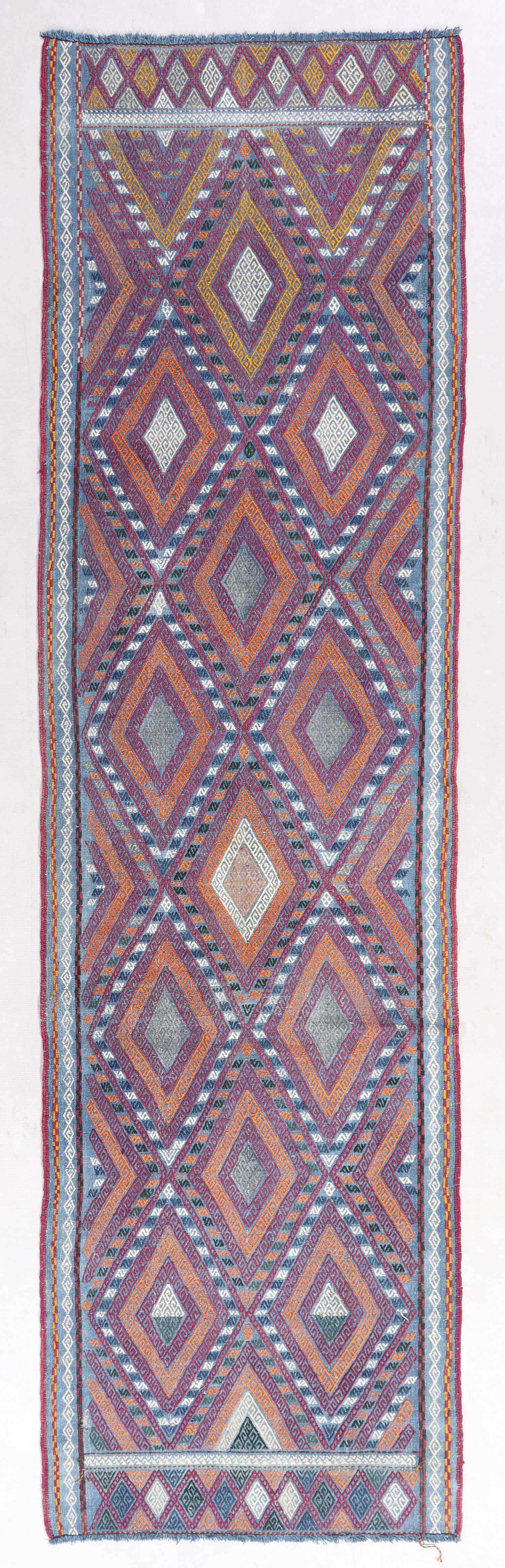 2' 6" X 9' Multy Handmade Suzani Kilim Rug Runner