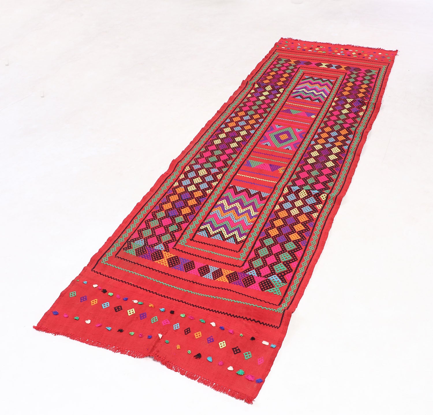 2' 6" X 9' Multy Handmade Suzani Kilim Rug Runner