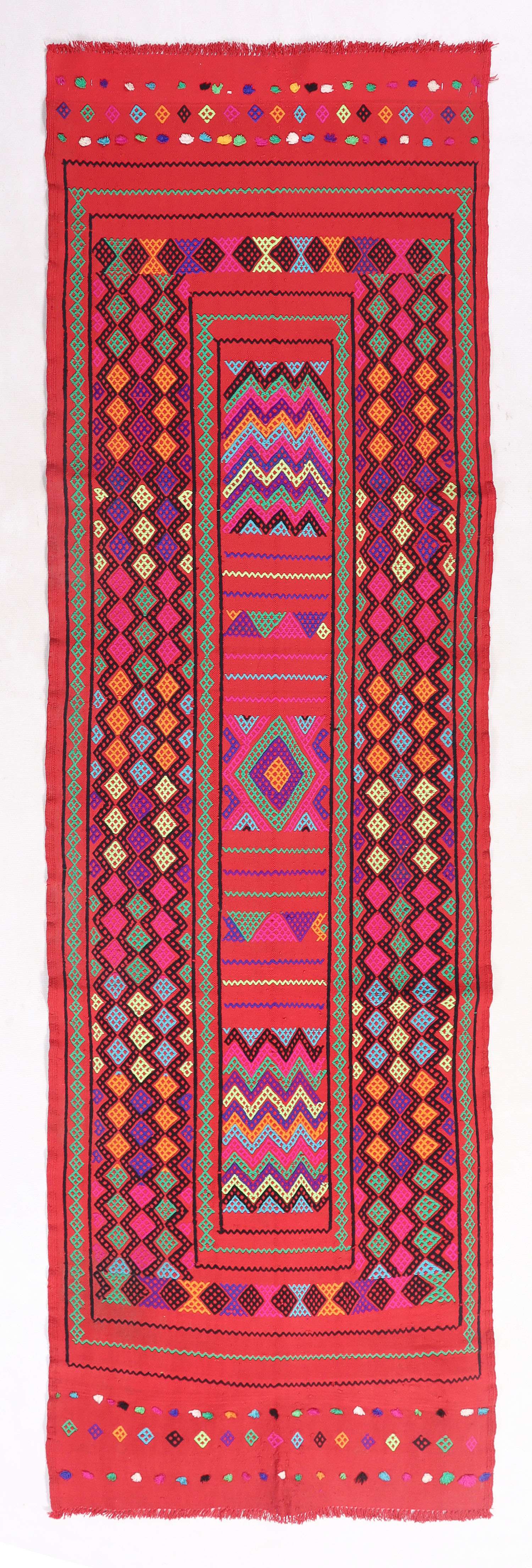 2' 6" X 9' Multy Handmade Suzani Kilim Rug Runner