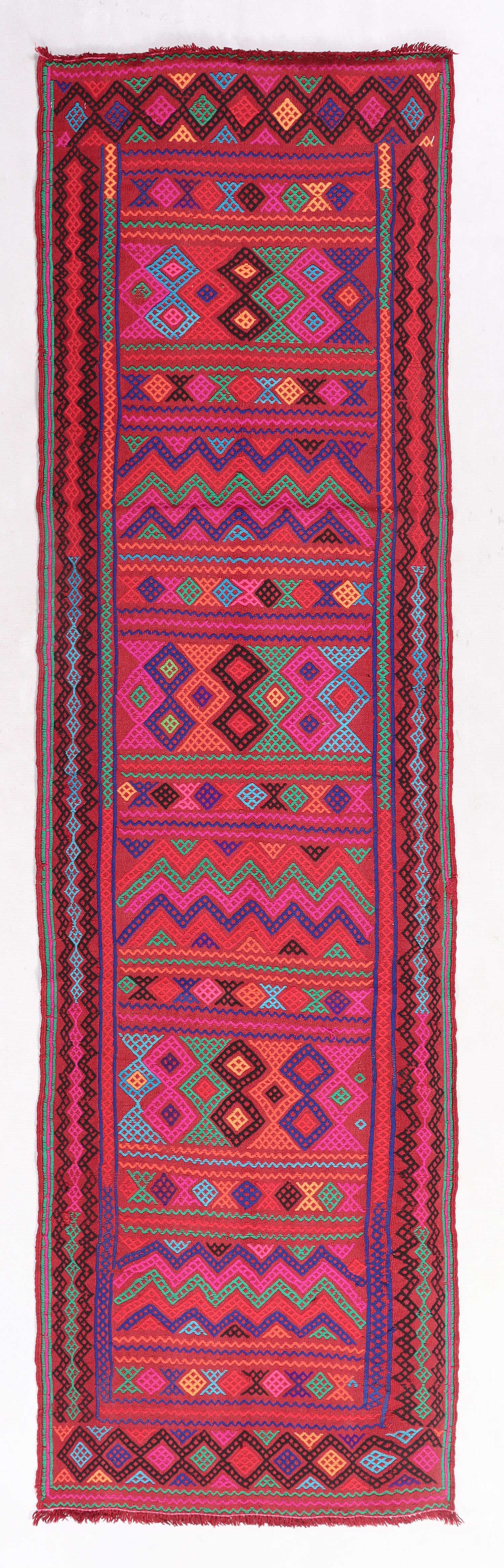 2' 6" X 9' Multy Handmade Suzani Kilim Rug Runner