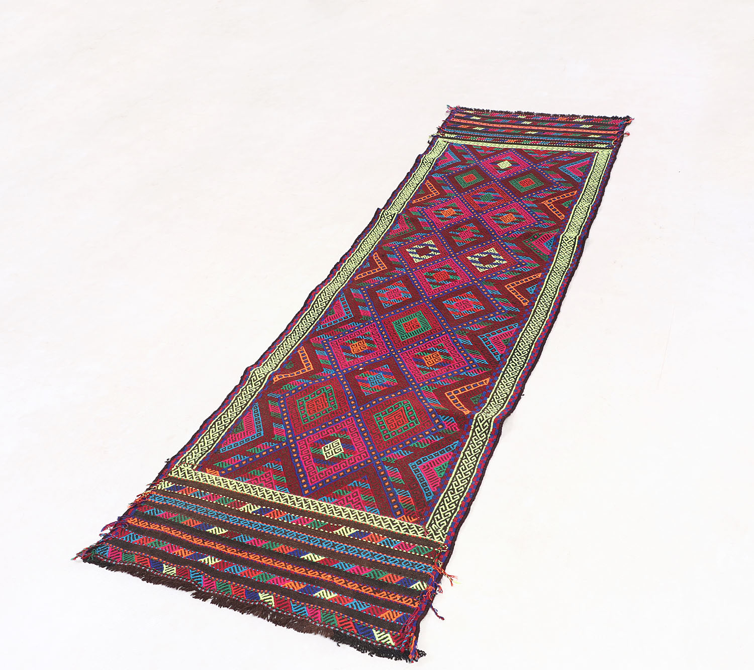 2' 6" X 7' 6" Multy Handmade Suzani Kilim Rug Runner