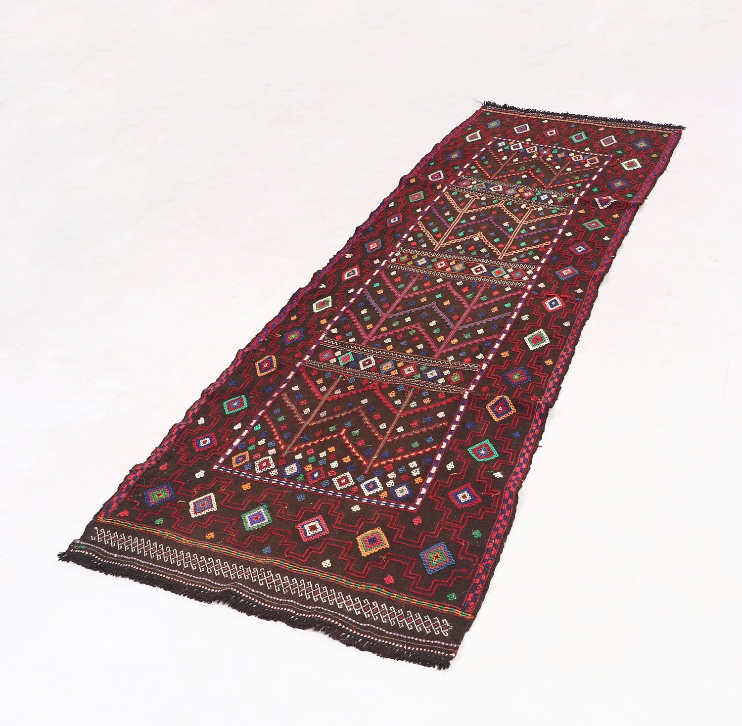 2' 6" x 8' Multy Handmade Suzani Kilim Rug Runner