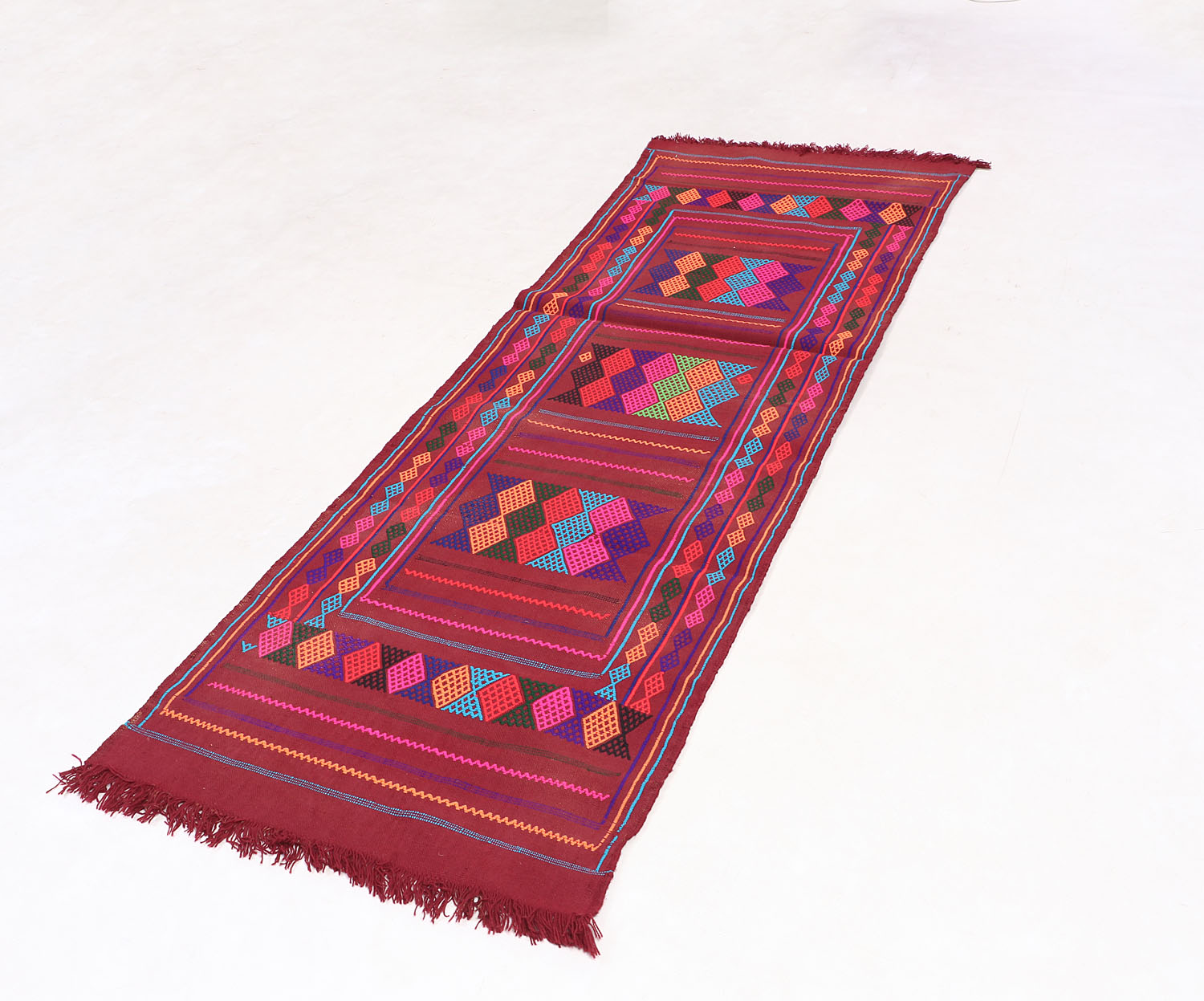 2' 6" X 7' 6" Multy Handmade Suzani Kilim Rug Runner