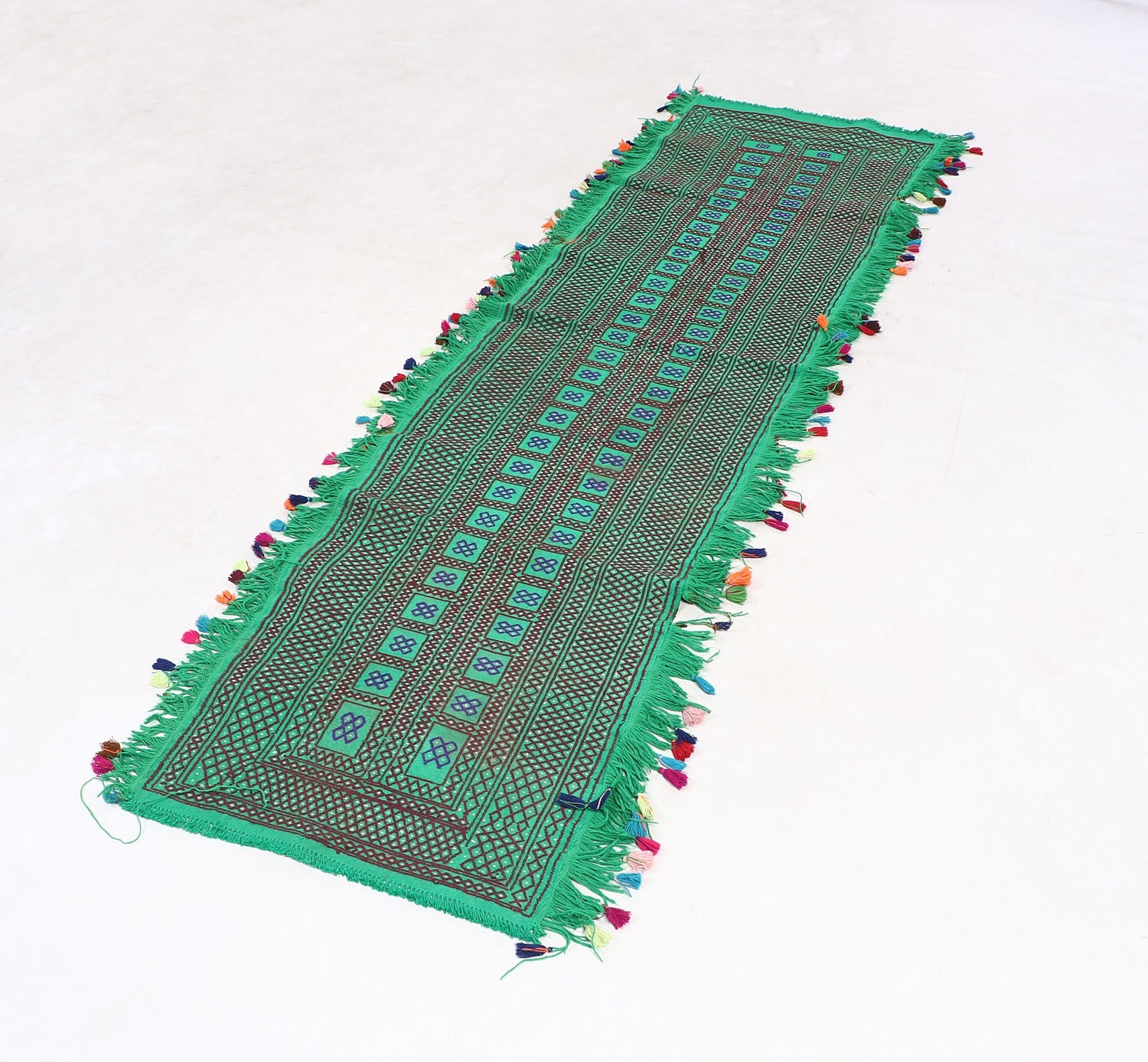 Green Handmade Suzani Kilim Rug Rectangular