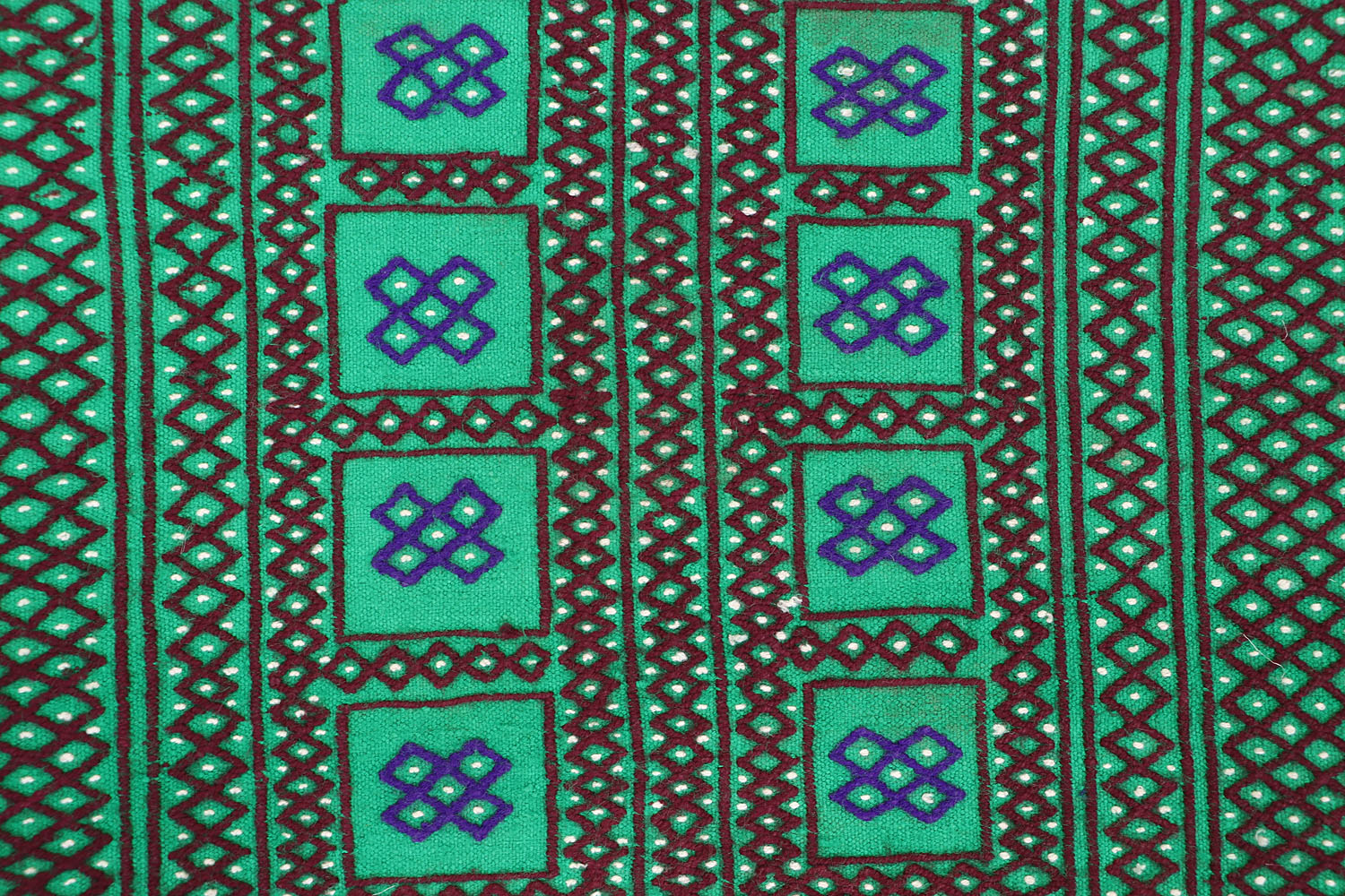 Green Handmade Suzani Kilim Rug Rectangular