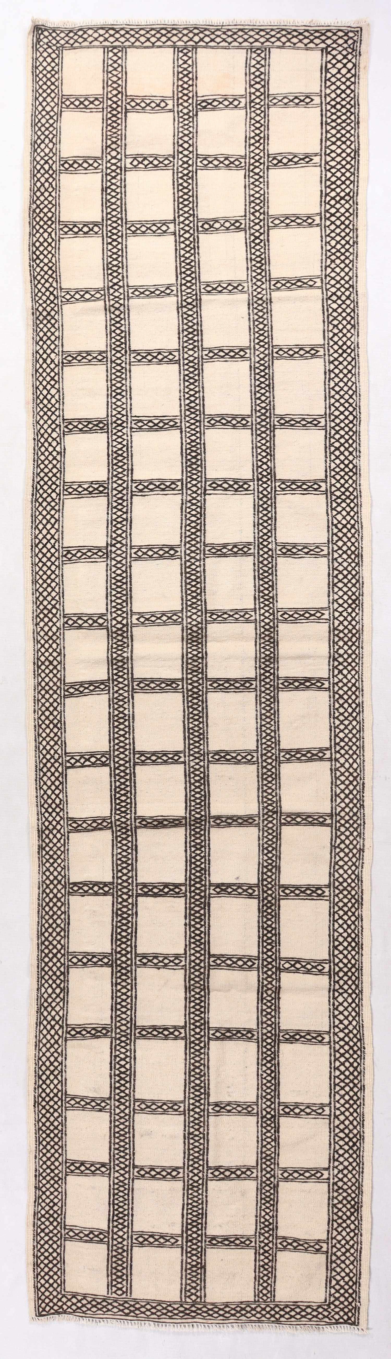 3' X 10' Ivory Handmade Suzani Kilim Rug Runner