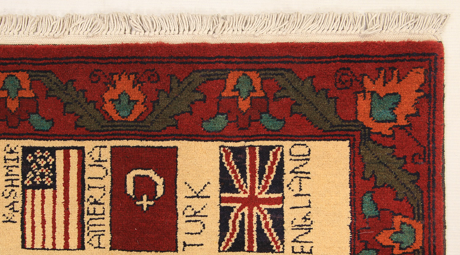 Ivory Hand Knotted Wool War Rug
