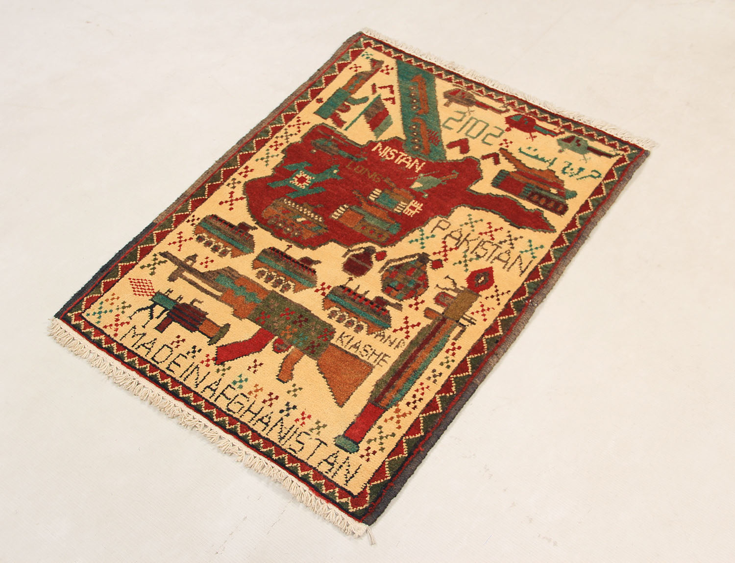 Ivory Hand Knotted Wool War Rug