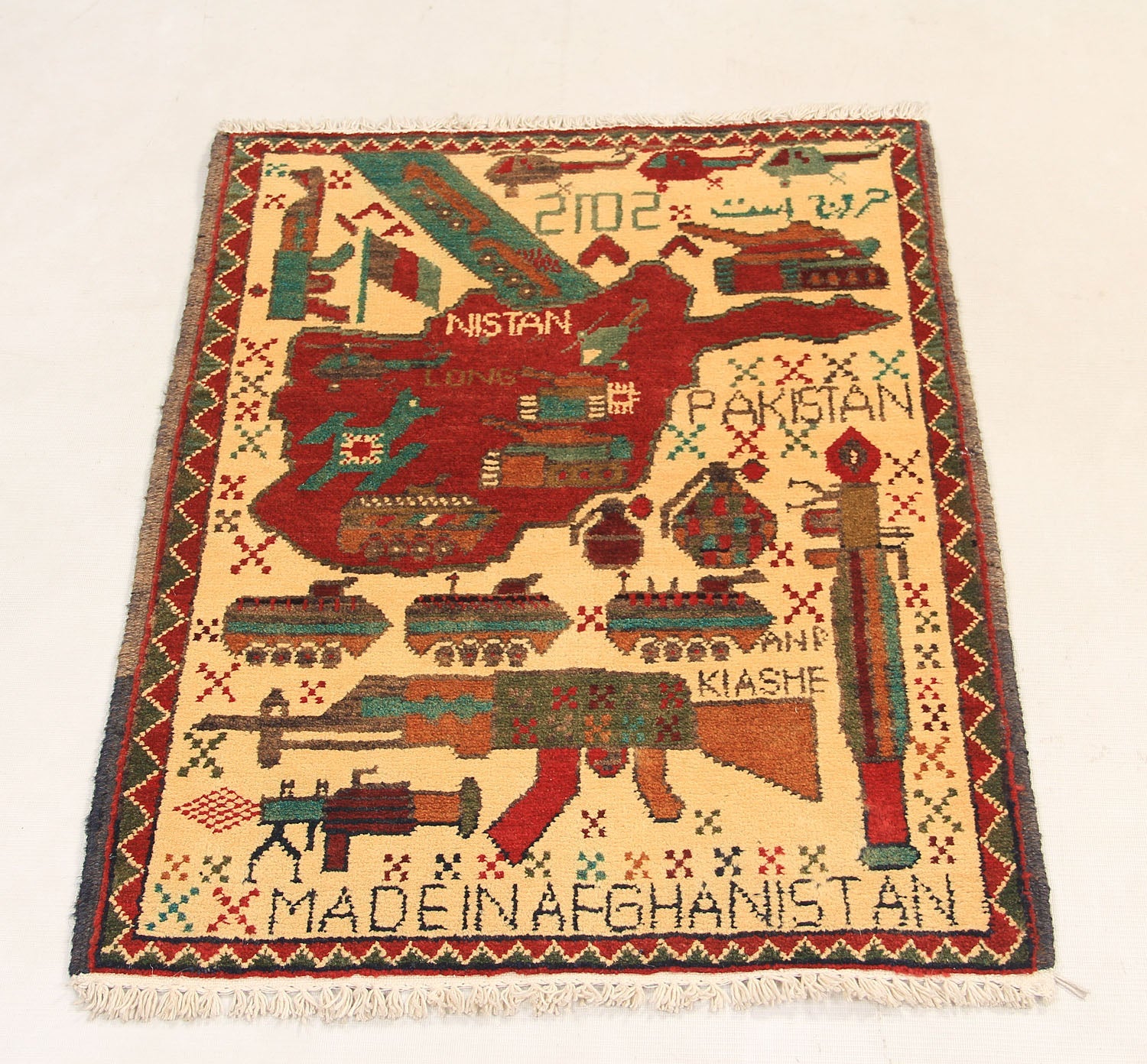 Ivory Hand Knotted Wool War Rug