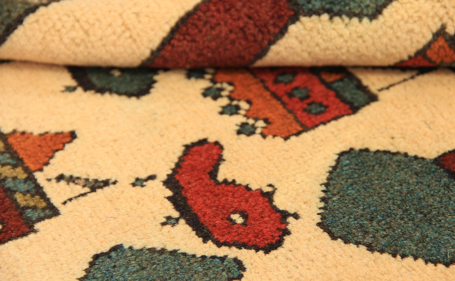 Ivory Hand Knotted Wool War Rug 2' x 3'