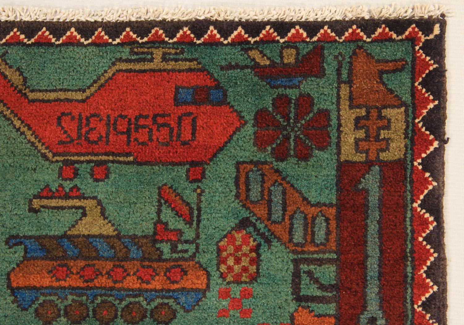 Green Hand Knotted Wool War Rug 2' x 3'