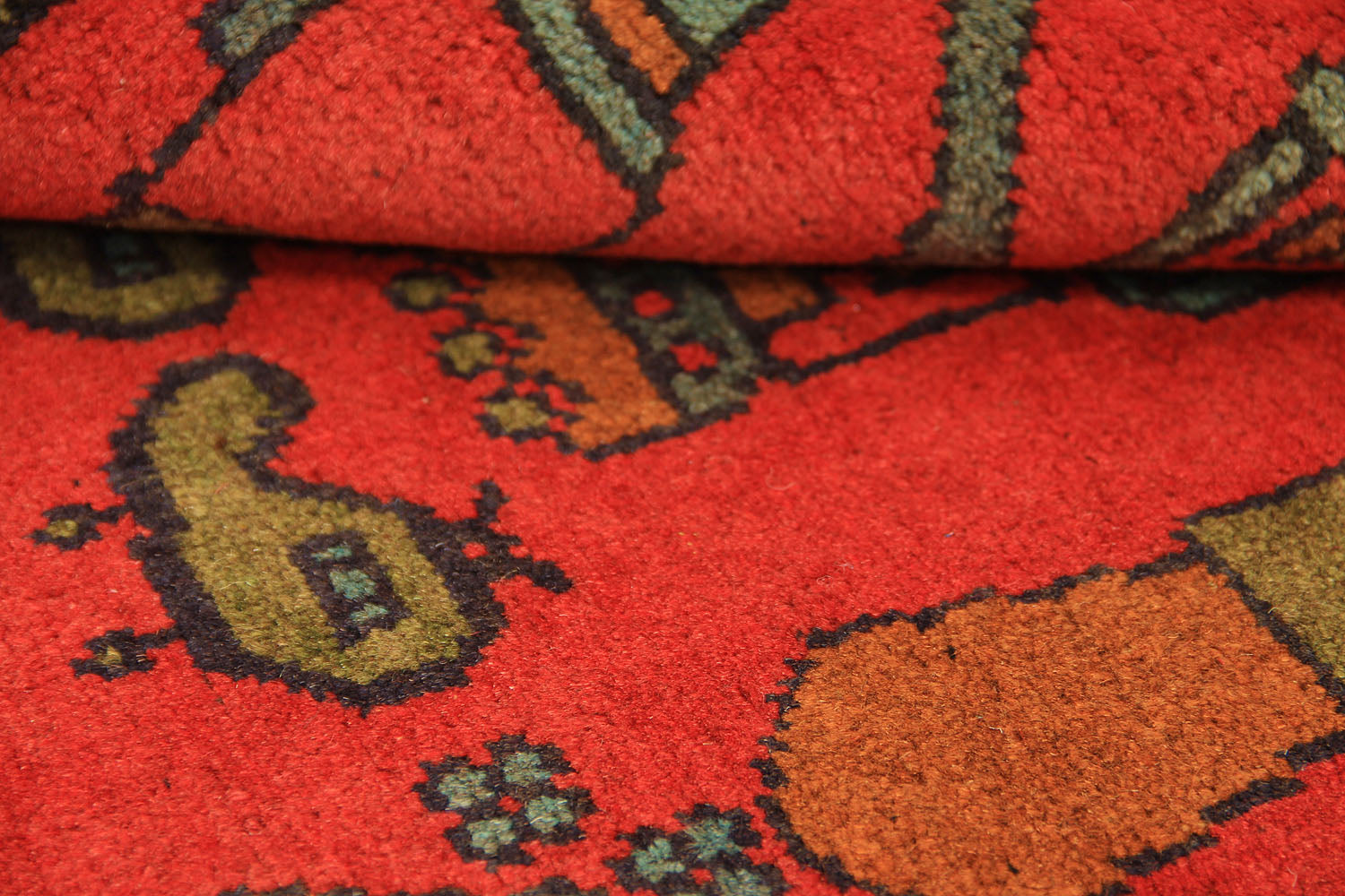 Red Hand Knotted Wool War Rug 2' x 3'