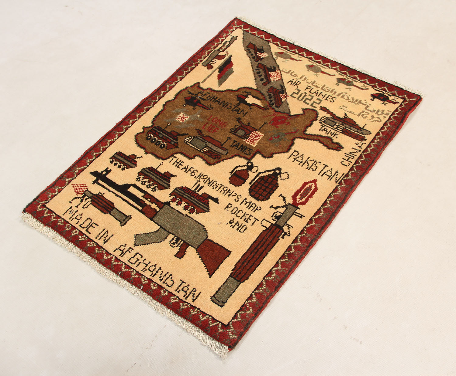 Ivory Hand Knotted Wool War Rug 2' x 3'