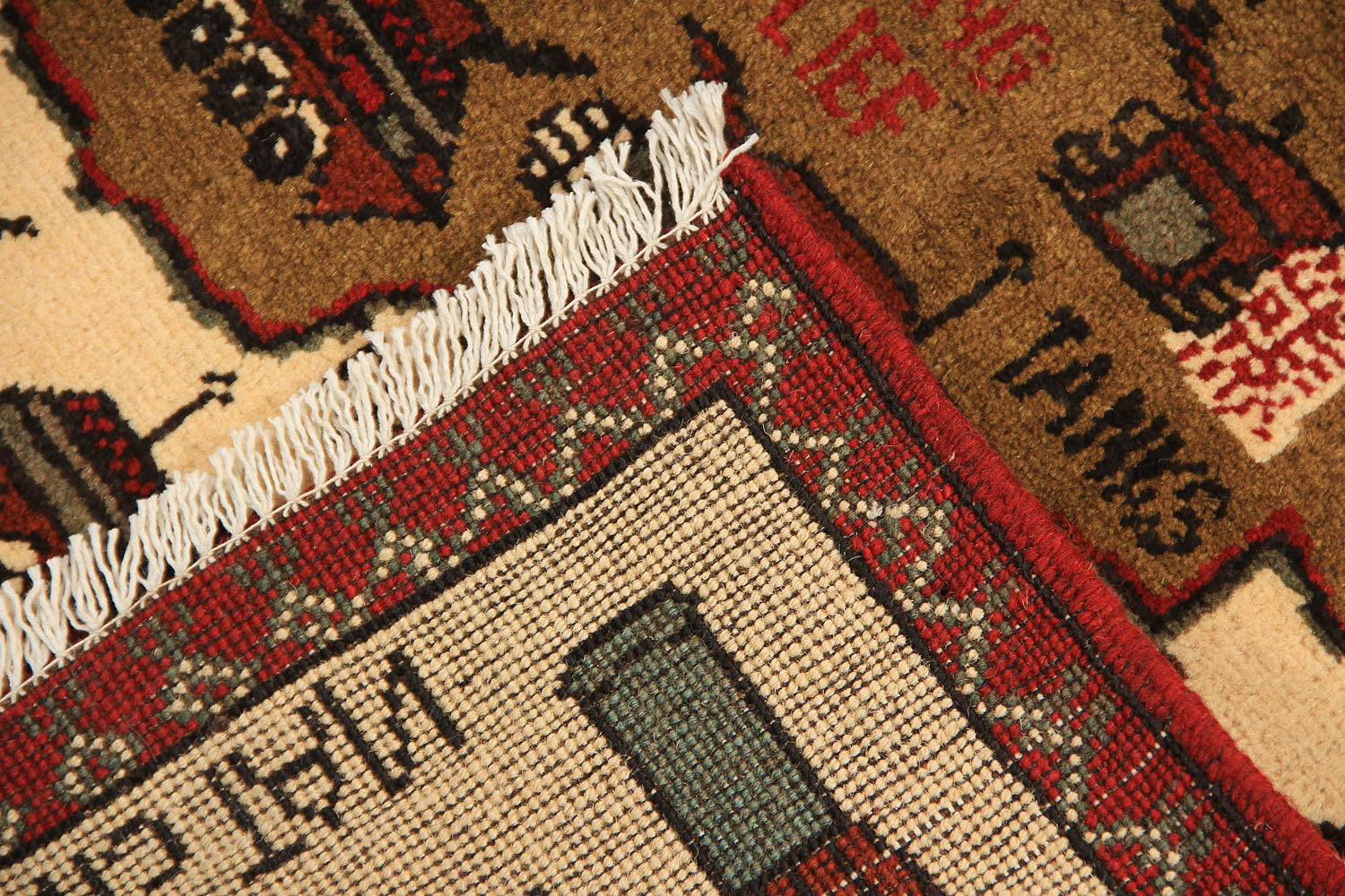 Ivory Hand Knotted Wool War Rug 2' x 3'