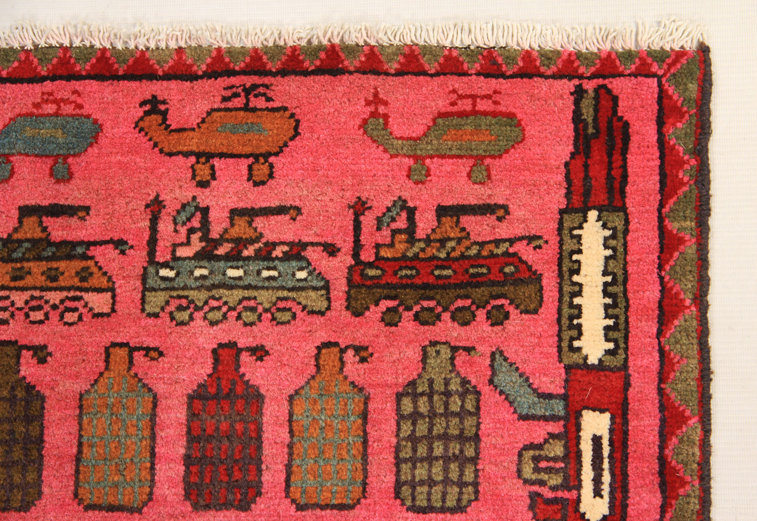 Pink Hand Knotted Wool War Rug 2' x 3'