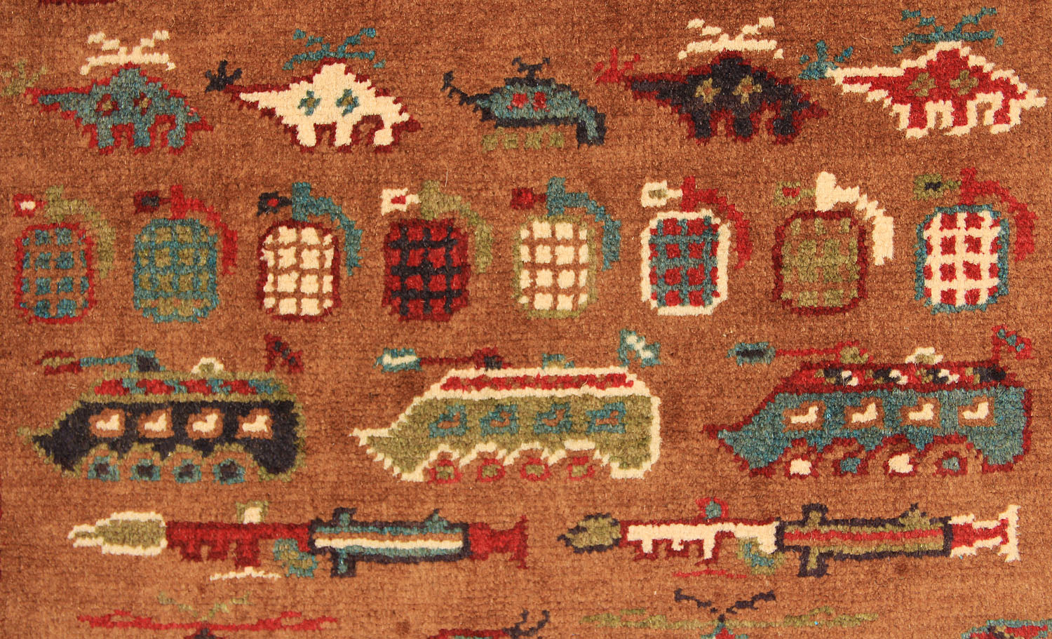 Brown Hand Knotted Wool War Rug 2' x 3'
