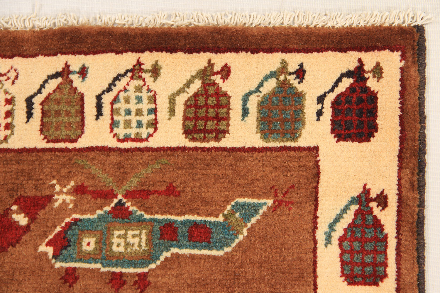 Brown Hand Knotted Wool War Rug 2' x 3'