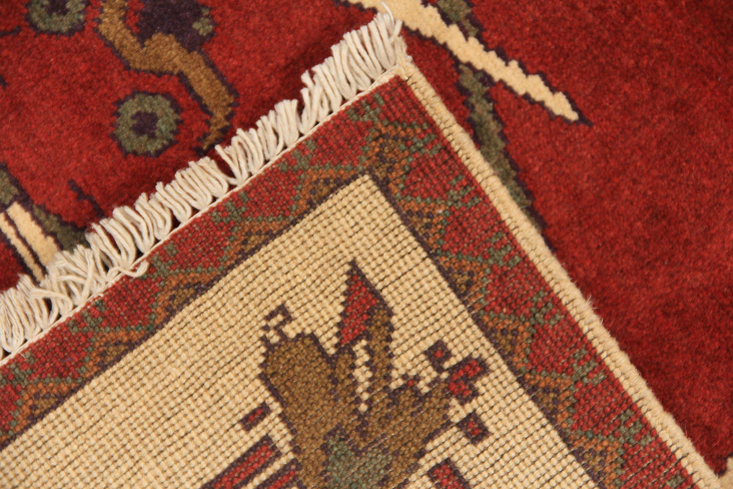 Hand Knotted Wool War Rug Ivory 2' x 3'