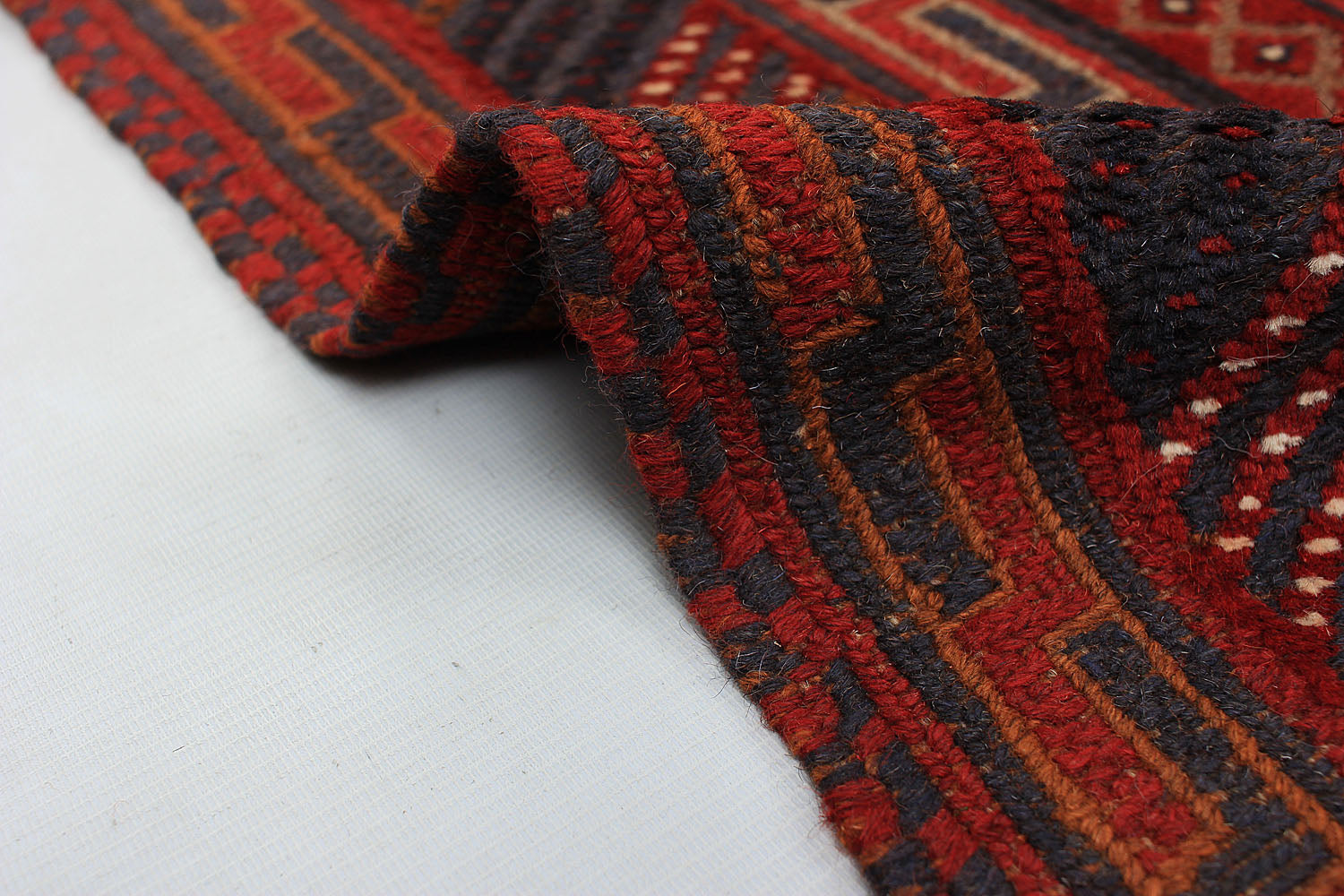 6' 6"X 10' Red Handmade Mashwani Afghan Rug Rectangular
