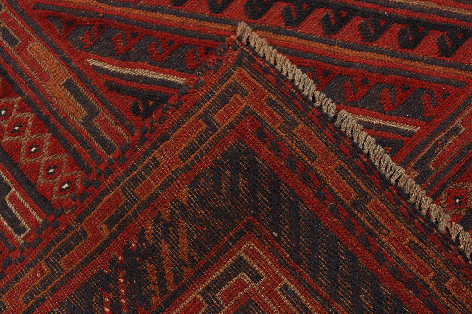 6' 6"X 10' Red Handmade Mashwani Afghan Rug Rectangular