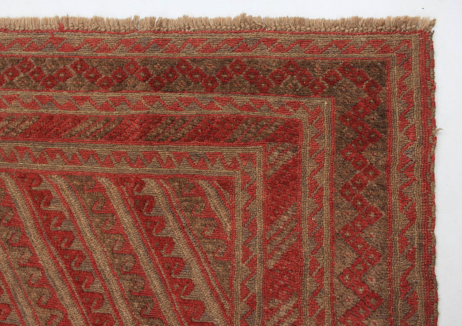 Red Handmade Mashwani Afghan Rug Rectangular