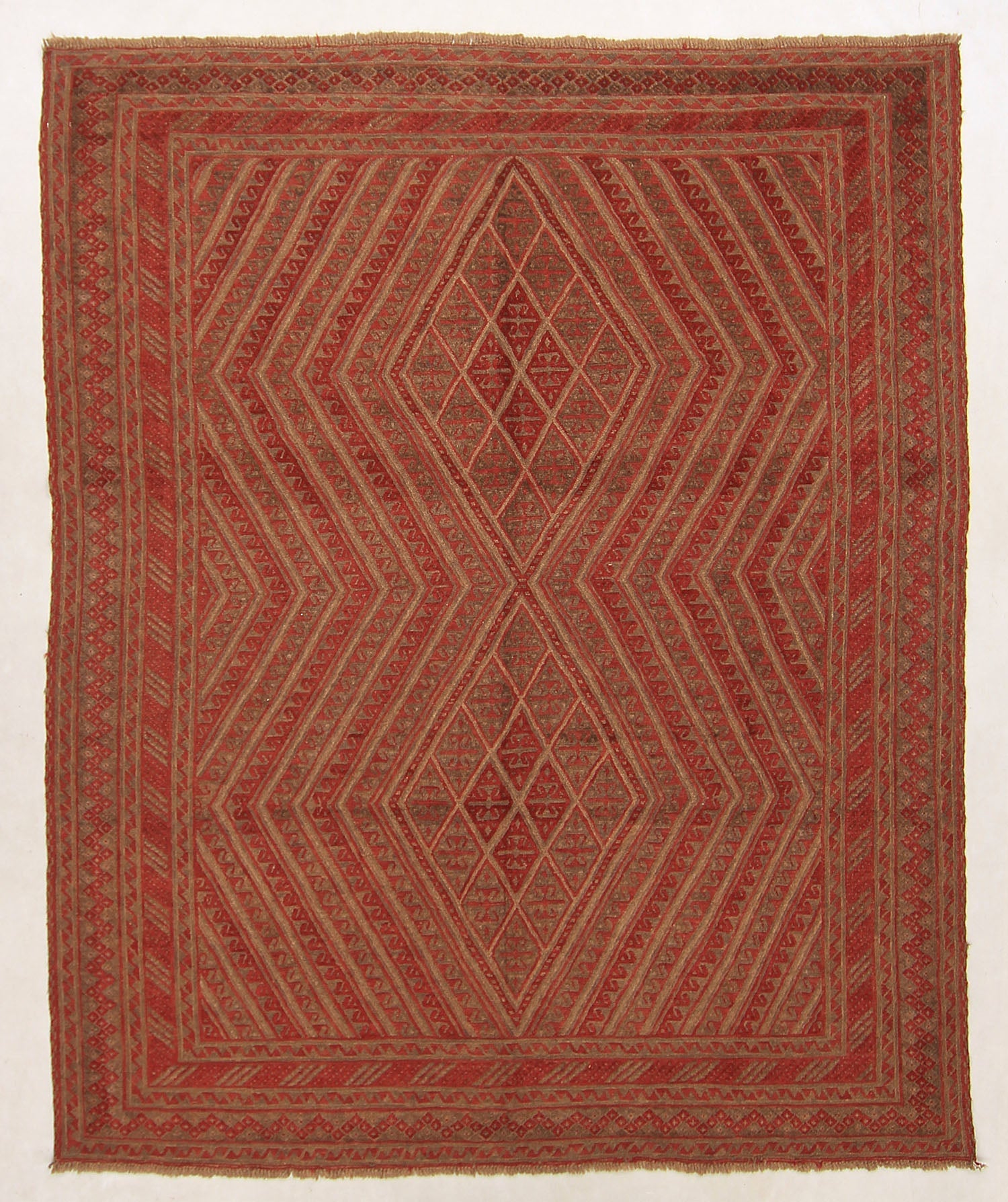 Red Handmade Mashwani Afghan Rug Rectangular