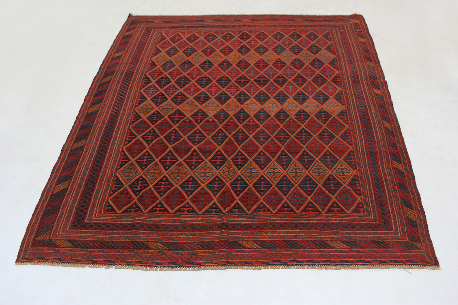 Red Handmade Mashwani Afghan Rug Rectangular