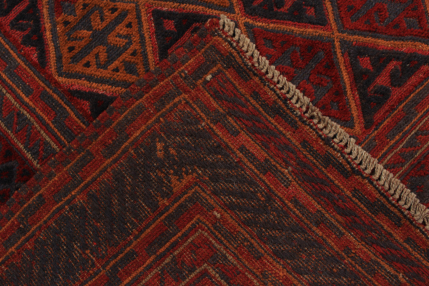 Red Handmade Mashwani Afghan Rug Rectangular