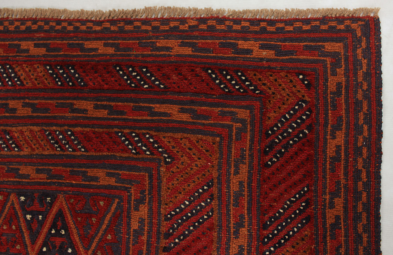 Red Handmade Mashwani Afghan Rug Rectangular