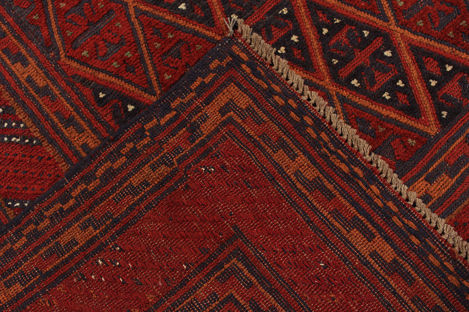 Red Handmade Mashwani Afghan Rug Rectangular