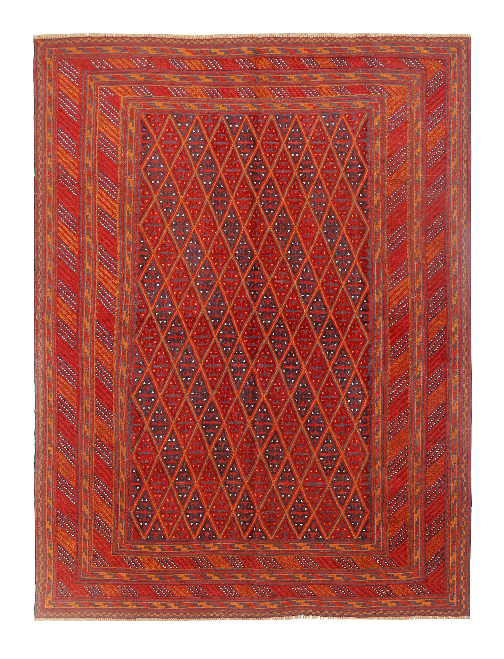 Red Handmade Mashwani Afghan Rug Rectangular