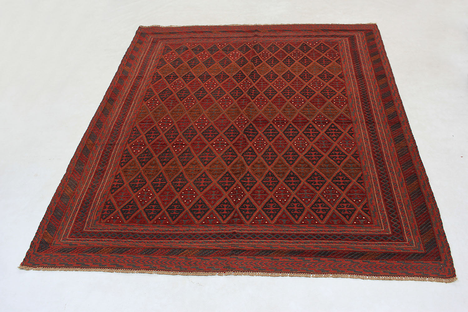 Red Handmade Mashwani Afghan Rug Rectangular