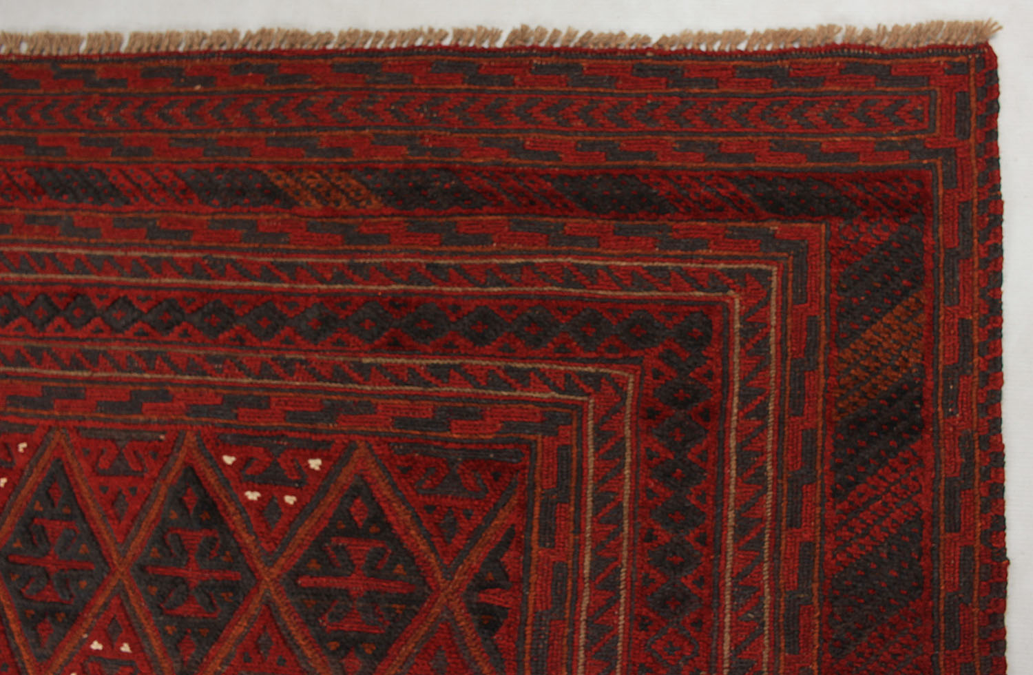 Red Handmade Mashwani Afghan Rug Rectangular
