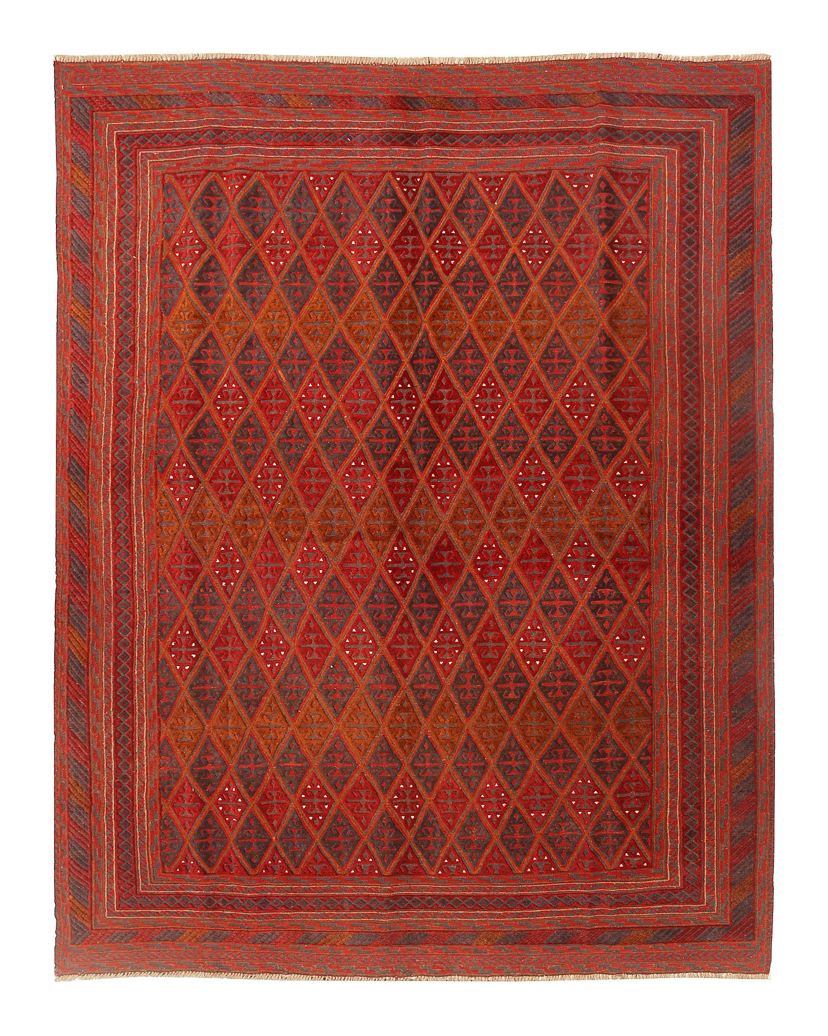 Red Handmade Mashwani Afghan Rug Rectangular