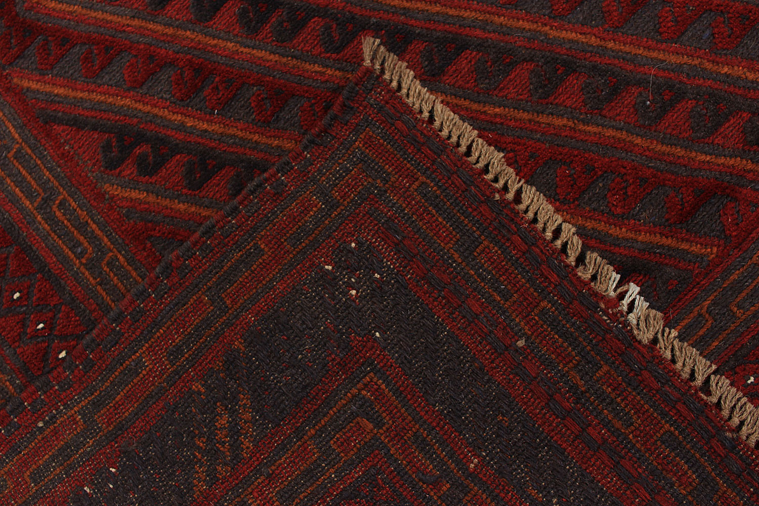 Red Handmade Mashwani Afghan Rug Rectangular