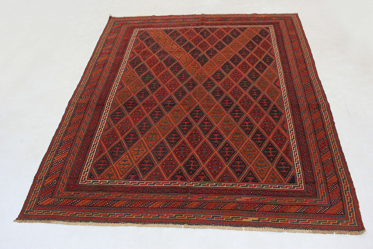 Red Handmade Mashwani Afghan Rug Rectangular